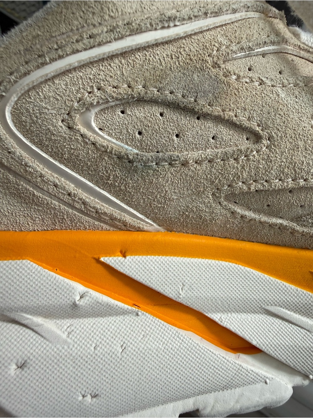 Hoka Clifton L men size 8.5 Beige Suede Athletic Sneakers with Yellow Accent - Picture 10 of 14